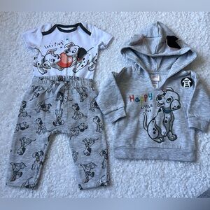 Disney Gray and White Dalmatian Kids Hoodie and Shirt Set